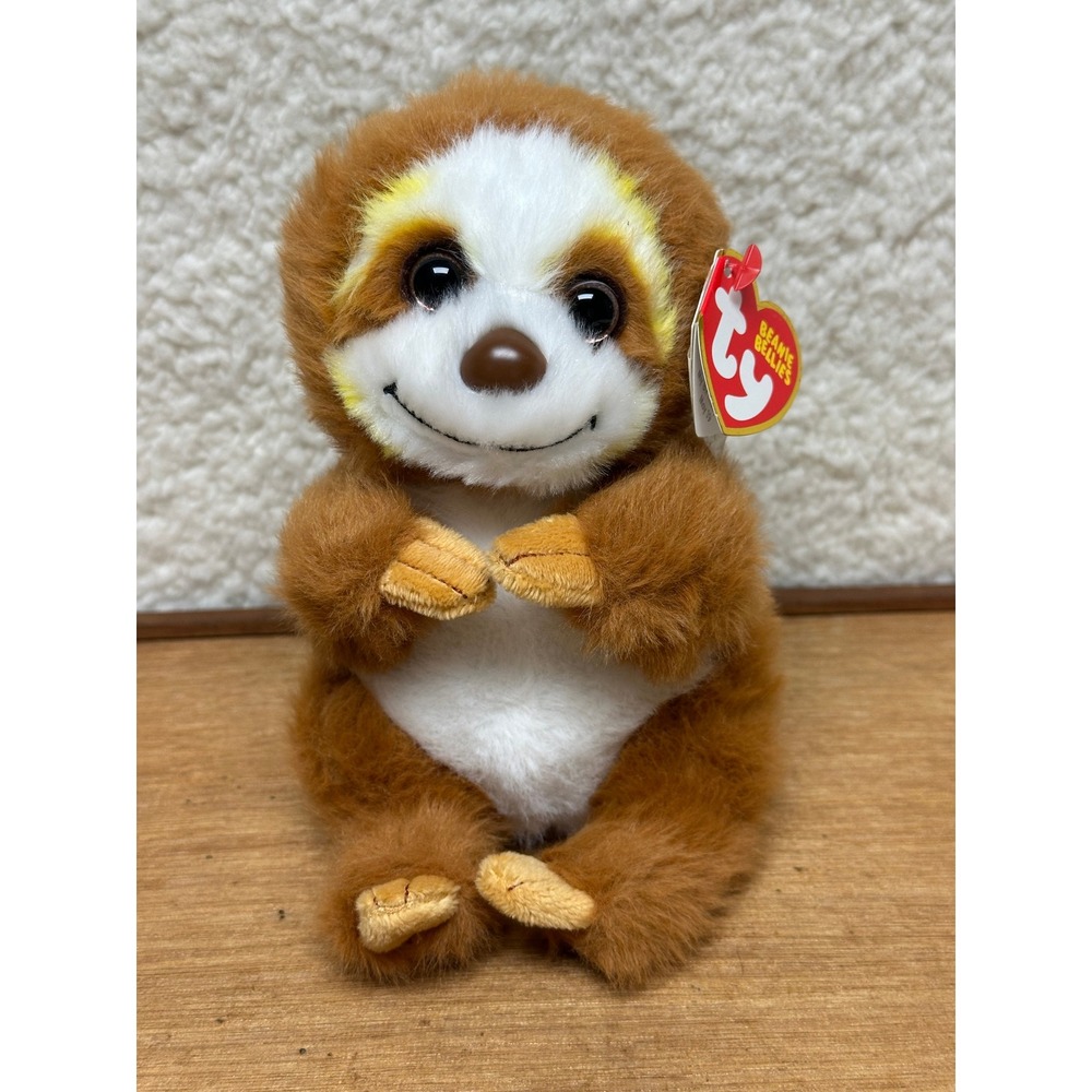 Ty Beanie Bellies Stella the Sloth Brown White Plush Stuffed Animal 40544